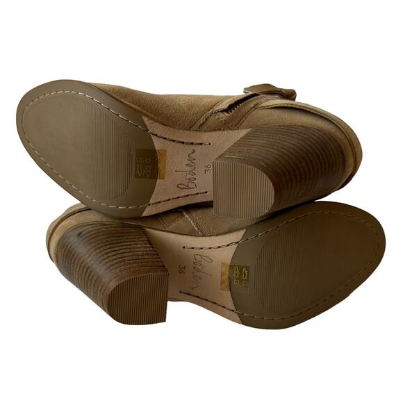 Boden Boots Tan Faux Suede Western Ankle Boot Studs Straps Women's Size 36 5.5 - Picture 10 of 11